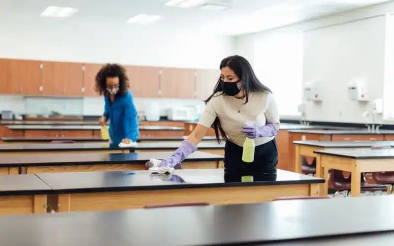 School classroom cleaning and sanitization service by Cleaning Company in Qatar — safe hygienic learning environment